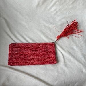 Mar Y Sol Straw Woven Zipper Pouch Long Wallet Sized